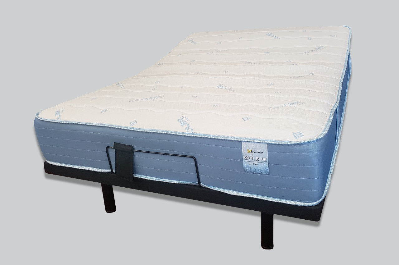 マットレス Blue Cool Blue Firm Queen Mattress with Adjustable Base – Xtreme
